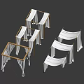 Elegant White Bed Canopy Design With Wooden Frame And Hanging Curtain