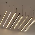 Modern Linear Chandeliers with Varied Lengths Hanging from Ceiling for Warm Illumination 3d model