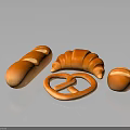 Golden Brown Assorted Baked Goods With Baguette Croissant Pretzel And Roll