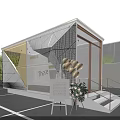 Container Building Shop With Modern Geometric Design Transparent Glass Flower Bouquet And Balloons