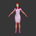 Woman In White Dress With High Heels Standing Arms Outstretched On Black Background