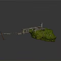 Natural Scenic Components With Stone Paths Small Trees And Scattered Stone Pieces