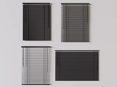Various Black Window Blinds With Different Designs For Home Decoration 3d model