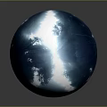 Cartoon Scene of Transparent Sphere with Forest Path Trees and Light Reflections