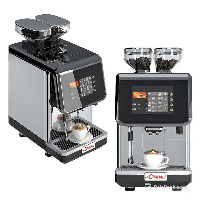 Modern Kitchen Appliances Coffee Machines With Digital Display Coffee Bean Containers And Coffee Cups 3d model 