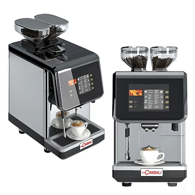 Modern Kitchen Appliances Coffee Machines With Digital Display Coffee Bean Containers And Coffee Cups 3d model