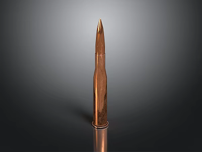Copper Bullet With Metallic Shiny Surface Isolated On Dark Background 3d model