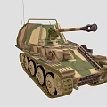 Military Vehicle With Camouflage Paint Tracks Cannon And Antenna Design