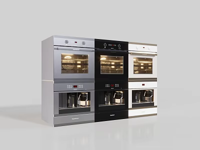 Modern Sleek Kitchen Appliances With Glass Doors Silver And Black Design 3d model