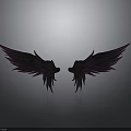 Symmetrical Purple Wings With Shiny Detailed Feathers On Dark Background Design