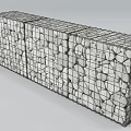 Building Exterior Wall With Gabion Structure Stone Filled Wire Mesh Three Sectional Design 3d model