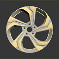 White and Gold Modern Alloy Wheel Rim with Sleek Design Shiny Surface and Reflection