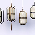 Various Lantern Style Chandeliers With White Glass Shades Black Gold Metal Frames And Tassels