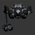 Game and Movie Sci Fi Armored Character with Green Glowing Accents and Mechanical Armor Design