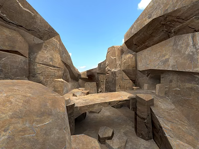 Scenic Garden Landscape With Majestic Natural Stone Structures And Rock Formations 3d model