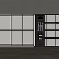Modern Wardrobe With Sliding Doors Hanging Rails Drawers And Shelves In Black White