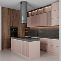 Modern Kitchen Interior With Stylish Cabinets Island Counter And Lighting Design