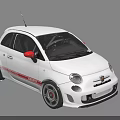 White Compact Sports Car With Red Accents And Stripes On Red Background