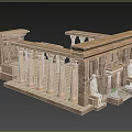 Ancient Architecture Stone Model With Tall Columns Sculptures And Platform Details