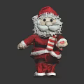 Plush Santa Claus Doll With Red Outfit White Beard Red Hat And Striped Scarf