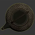 Traditional Decorative Teapot With Geometric Pattern Round Lid And Wooden Handle