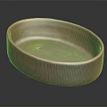 Rustic ceramic oval dish with a hole in the center 3d model