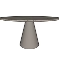 Round Marble Top Dining Table With Tapered Textured Metal Base For Interior Design 3d model
