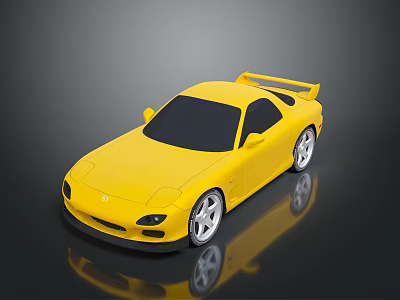 Yellow Sports Car With Sleek Design Black Windows Silver Wheels And Rear Spoiler 3d model