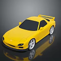 Yellow Sports Car With Sleek Design Black Windows Silver Wheels And Rear Spoiler