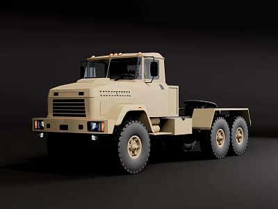 Beige Heavy Duty 6 Wheeled Truck With Rugged Design Front Grille And Off Road Capability 3d model