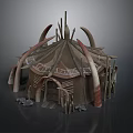 Traditional Tribal Furniture Structure With Bone Frame And Leather Covering