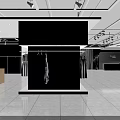 Modern Clothing Store Interior Featuring Mannequins Plant Decor Large Colorful Gradient Screen