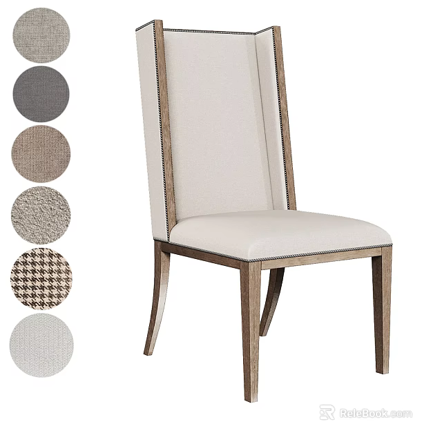 Stylish Upholstered Leisure Chair With Wooden Legs And Multiple Fabric Options For Home 3d model 