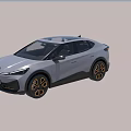 Gray Modern Crossover SUV With Sleek Design And Gold Black Wheels 3d model