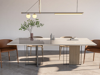 Modern Dining Table and Chair Combination Dining Table Dining Table and Chair Chandelier Dining Chair Vase 3d model