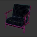 Dark Leather Single Sofa With Wooden Arms And Vintage Wooden Legs Design