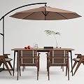 Outdoor Table and Chair Leisure Table and Chair Outdoor Chair Dining Table and Chair Sunshade 3d model