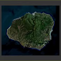 Detailed 3D Island Terrain Model Showcasing Mountainous Areas And Coastal Features