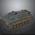 Military Armored Tank With Heavy Tracked Wheels And Front Main Cannon