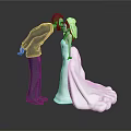 Wedding Cake Topper With Newlywed Couple Kissing In Groom Suit And Bride Wedding Dress