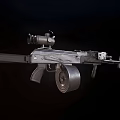Modern Tactical Machine Gun With Drum Magazine Scope And Grip Design