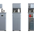 Gray Vertical Water Dispenser Household Appliances With Open Closed Cabinet Doors And Water Bottle