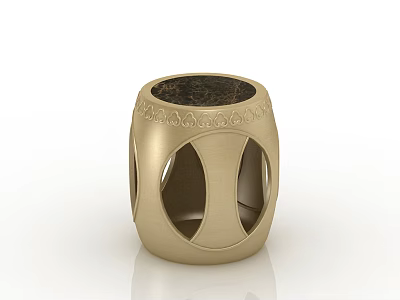 Elegant Contemporary Golden Stool Featuring Hollow Out Design And Dark Top Surface 3d model