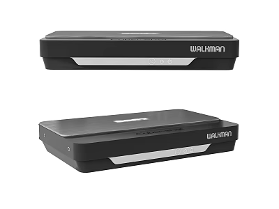 WALKMAN Dual Portable Headphone Speaker Black Compact Audio Devices with White Accents 3d model