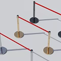 Stanchion Barrier with Red Tape Metal Posts and Gold Silver Black Bases