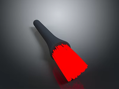 Durable Household Cleaning Brush With Black Handle And Vibrant Red Bristles 3d model