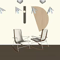 Modern Minimalist Indoor Rocking Chairs With White Brown Metal Frame And Wooden Wall Lighting