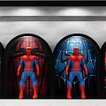 Vibrant SpiderMan Themed Restaurant Interior With Star Shaped Ceiling Lights And Spider Sculpture