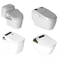 Contemporary Toilet Models Showcasing Four Different Sleek White Designs 3d model