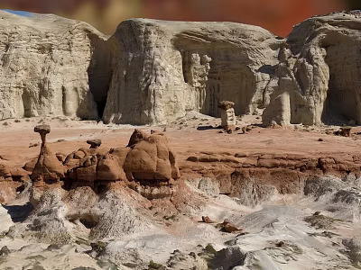 Beautiful Natural Landscape With Unique Rock Formations And Vast Arid Terrain 3d model